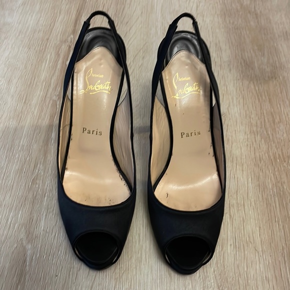 Louboutin No Prive 120MM Black Crepe Satin - 38.5 - Picture 3 of 10